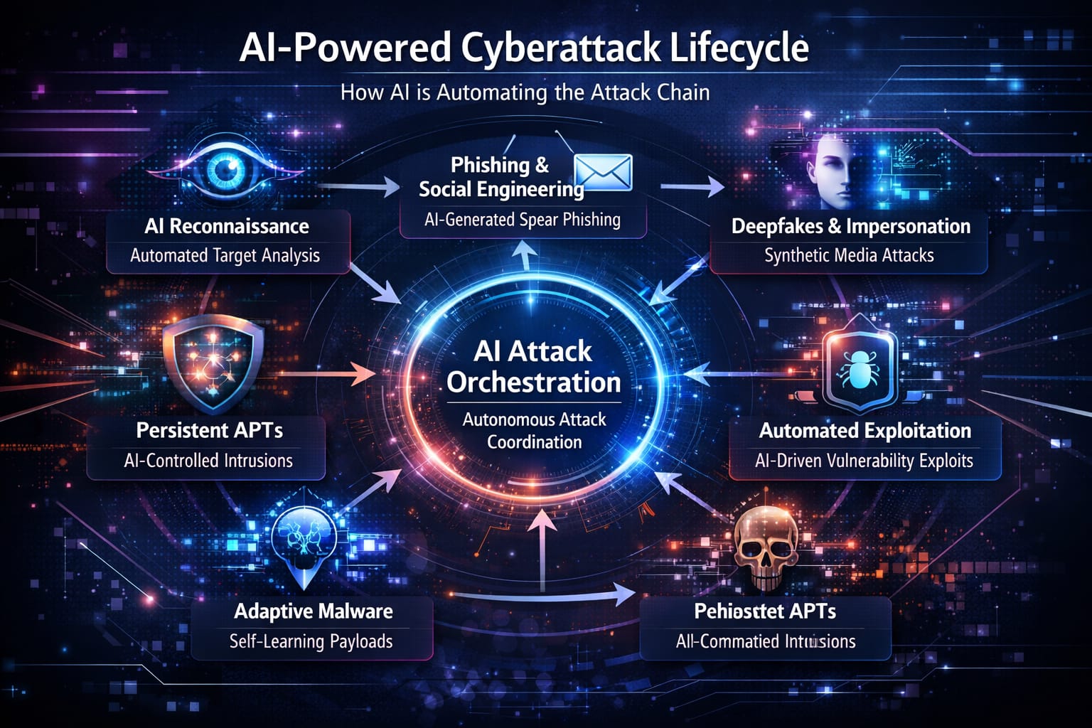AI-Powered Cyberattacks and the Rise of Autonomous Threats: How AI SOC, Zero Trust AI, and GenAI Threat Models Are Redefining Enterprise Cybersecurity AI-Powered Cyberattacks and the Rise of Autonomous Threats: How AI SOC, Zero Trust AI, and GenAI Threat Models Are Redefining Enterprise Cybersecurity